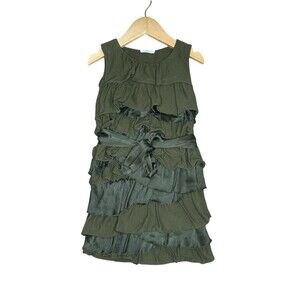 CREWCUTS Silk & Cotton Olive‎ Ruffle Dress size 2